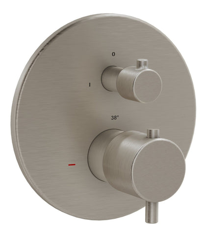 VitrA Root Round Integrated Thermostatic Bath/Shower Mixer Valve - Brushed Nickel