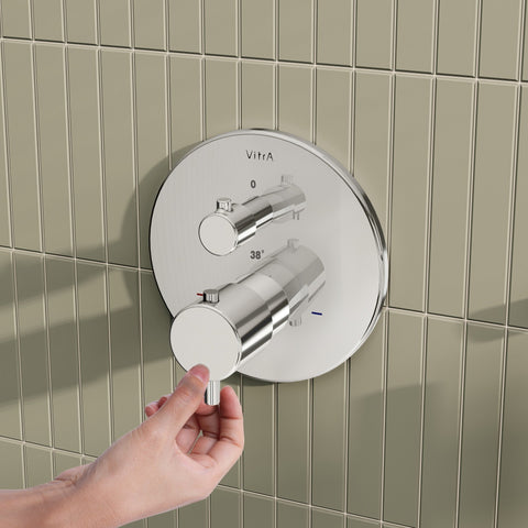 VitrA Root Round Integrated Thermostatic Bath/Shower Mixer Valve - Chrome