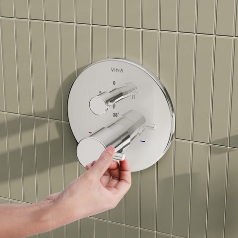 VitrA Root Round Integrated Thermostatic Bath/Shower Mixer Valve - Chrome