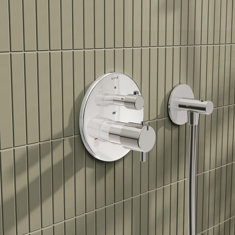VitrA Root Round Integrated Thermostatic Bath/Shower Mixer Valve - Chrome