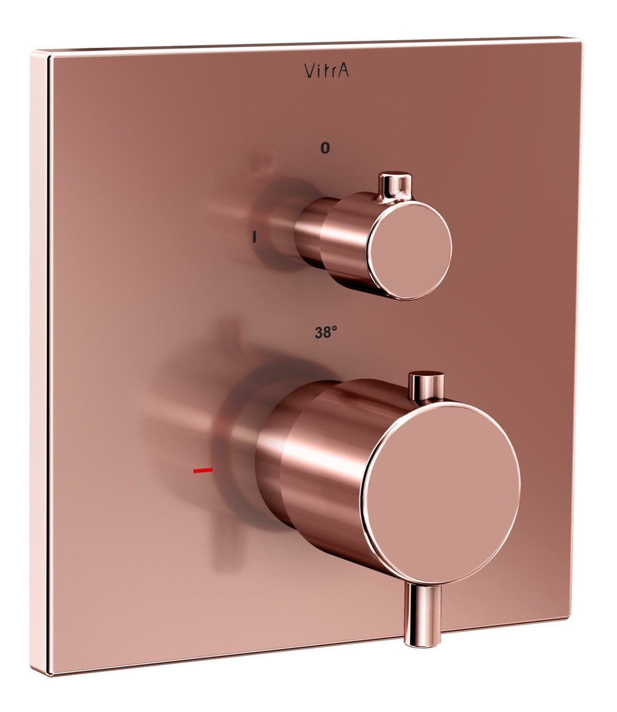 VitrA Root Square Integrated Thermostatic 2-Way Shower Mixer Valve - Soft Copper