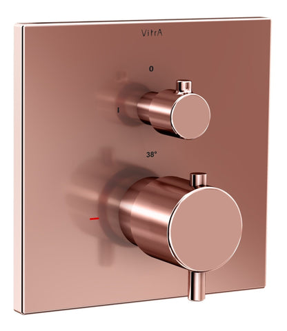 VitrA Root Square Integrated Thermostatic 2-Way Shower Mixer Valve - Soft Copper