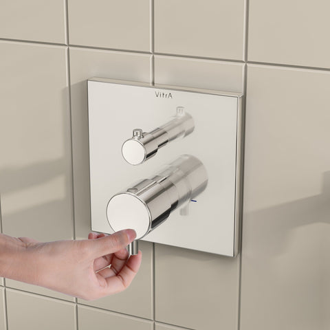 VitrA Root Square Integrated Thermostatic 2-Way Shower Mixer Valve - Chrome