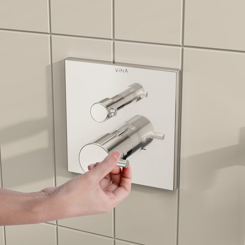 VitrA Root Square Integrated Thermostatic 2-Way Shower Mixer Valve - Chrome