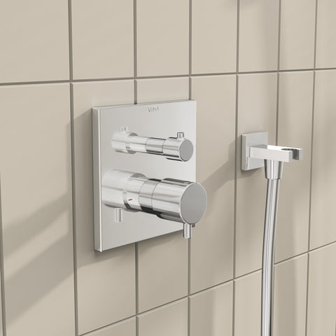 VitrA Root Square Integrated Thermostatic 2-Way Shower Mixer Valve - Chrome