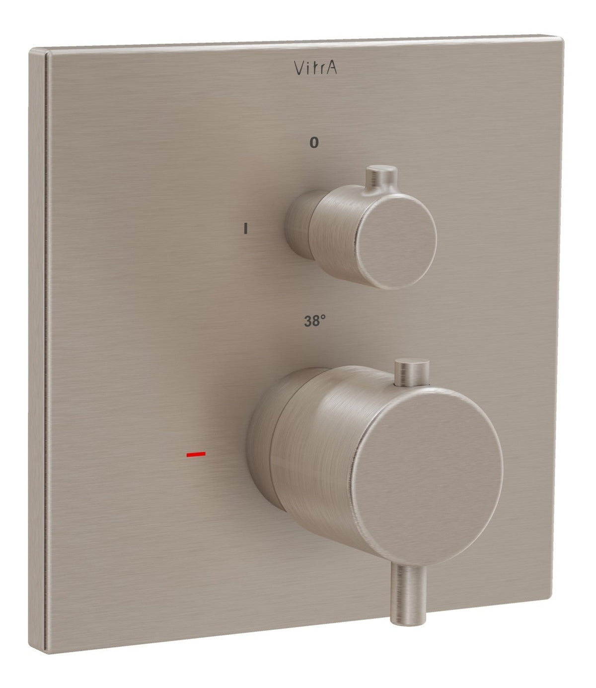 VitrA Root Square Integrated Thermostatic 1-Way Shower Mixer Valve - Brushed Nickel
