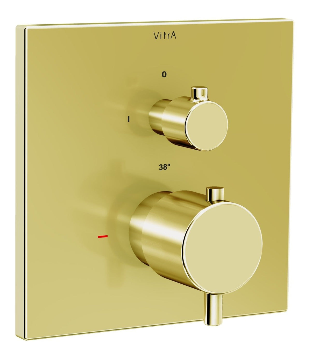 VitrA Root Square Integrated Thermostatic 1-Way Shower Mixer Valve - Soft Gold