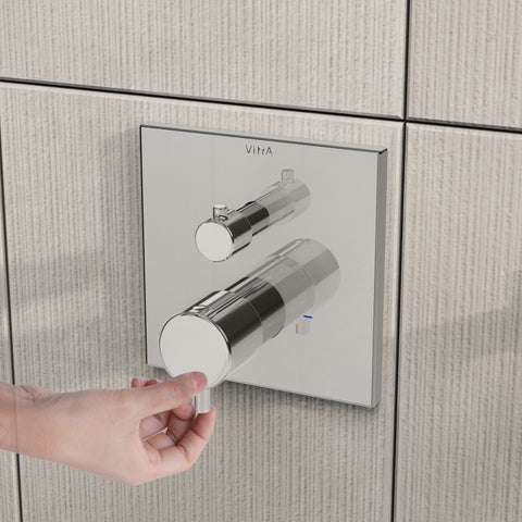 VitrA Root Square Integrated Thermostatic 1-Way Shower Mixer Valve - Chrome