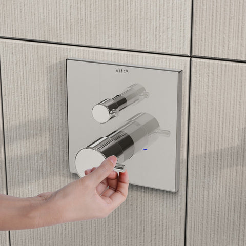 VitrA Root Square Integrated Thermostatic 1-Way Shower Mixer Valve - Chrome
