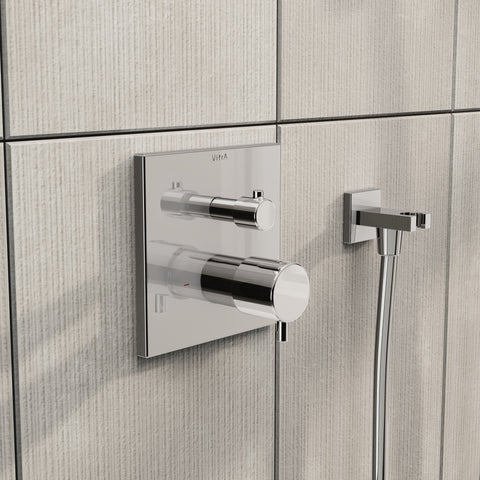 VitrA Root Square Integrated Thermostatic 1-Way Shower Mixer Valve - Chrome