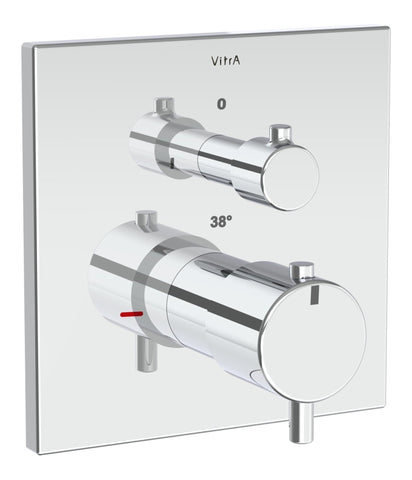 VitrA Root Square Integrated Thermostatic 1-Way Shower Mixer Valve - Chrome