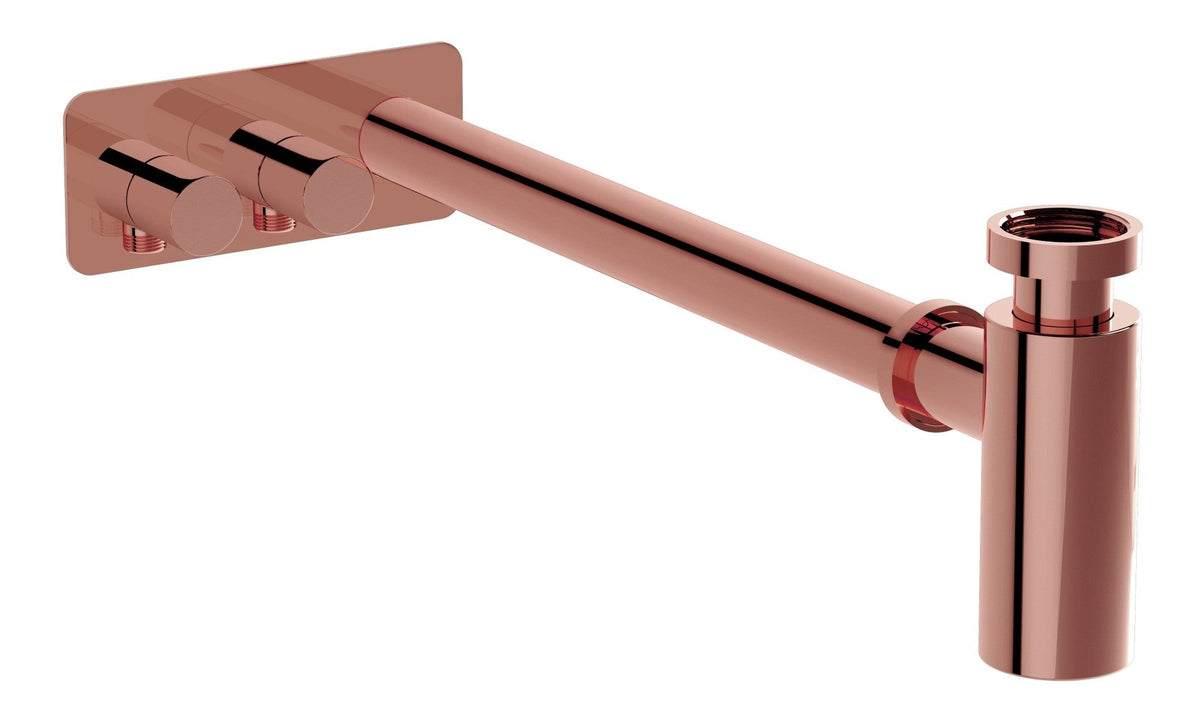 VitrA Bottle Trap for Basins w/Isolation Taps (Asymmetric) - Soft Copper