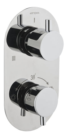 VitrA Aquaheat Round Thermostatic 3-Way Shower Mixer - Chrome