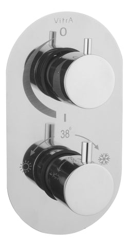 VitrA Aquaheat Round Thermostatic 1-Way Shower Mixer - Chrome