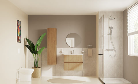 VitrA 595x595mm Round Mirror - Brushed Chrome