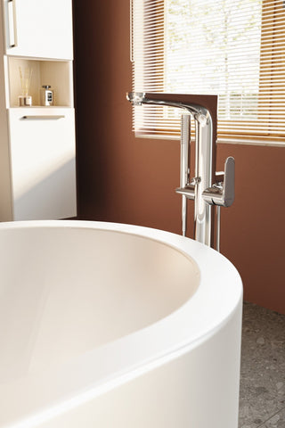 VitrA Root Round Floor Standing Bath/Shower Mixer - Chrome
