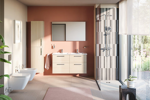 VitrA Root Flat 40cm 2 Door Tall Unit (LH Hinge) - Natural Oak