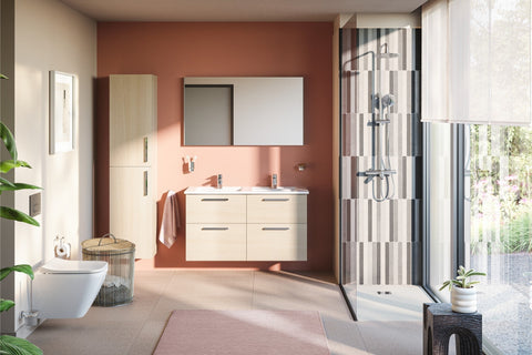 VitrA Root Flat 40cm 2 Door Tall Unit (LH Hinge) - Natural Oak