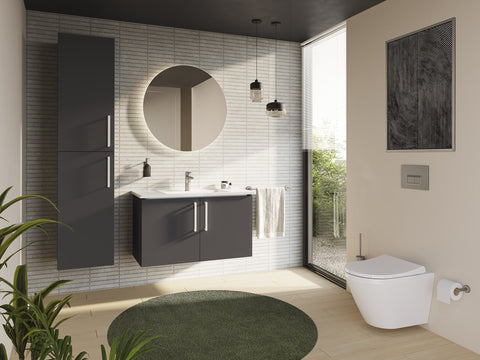 VitrA Root Flat 40cm 2 Door Tall Unit (LH Hinge) - Matt Storm Grey