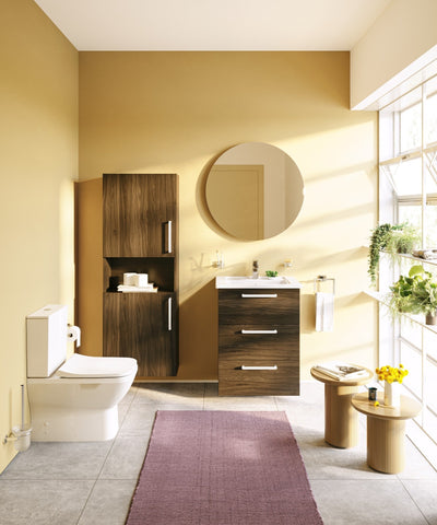 VitrA Root Flat 55cm 2 Door Semi-Tall Unit (LH Hinge) - Walnut