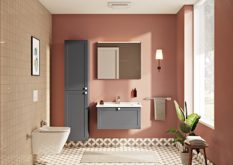 VitrA Root Classic 40cm 2 Door Tall Unit (LH Hinge) - Matt Dark Blue