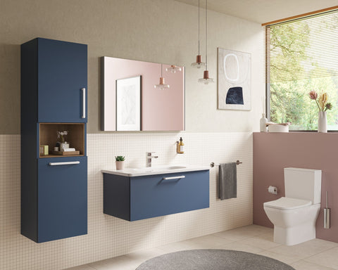 VitrA Root Flat 100cm 1 Drawer Washbasin Unit - Matt Dark Blue