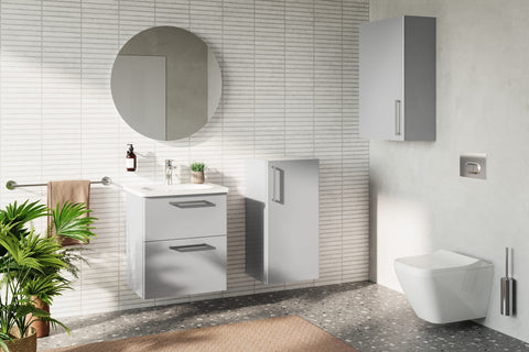 VitrA Root Flat 40cm 1 Door Lower/Base Unit (RH Hinge) - Shiny Pearl Grey