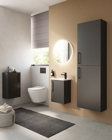 VitrA Root Flat 55cm 2 Door Slim Tall Unit (LH Hinge) - Anthracite High Gloss