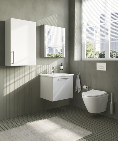 VitrA Root Flat 60cm 1 Door Upper/Wall Unit (RH Hinge) - High Gloss White