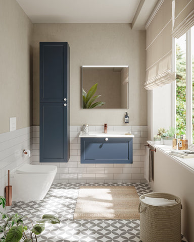 VitrA Root Classic 80cm 1 Drawer Washbasin Unit - Matt Dark Blue
