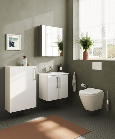 VitrA Root Flat 55cm 1 Door Slim Lower/Base Unit (LH Hinge) - High Gloss White