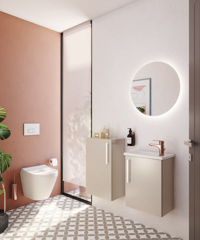 VitrA Root Flat 40cm 1 Door Slim Lower/Base Unit (LH Hinge) - Bright Sahara Beige