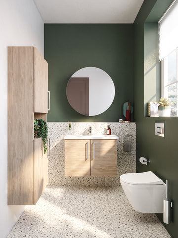 VitrA Root Flat 55cm 2 Door Semi-Tall Unit (LH Hinge) - Natural Oak