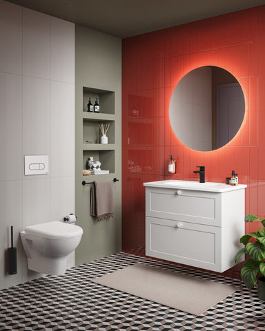 VitrA Root Classic 80cm 2 Drawer Slim Washbasin Unit - Matt Light Grey