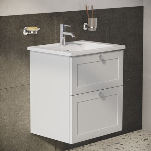 VitrA Root Classic 60cm 2 Drawer Washbasin Unit - Matt Light Grey