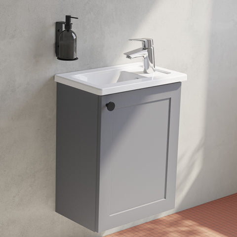 VitrA Root Classic 40cm 1 Door Wall Hung Slim Washbasin Unit (RH Hinge) - Matt Grey