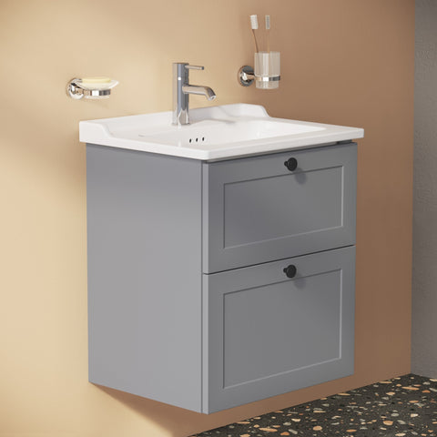 VitrA Root Classic 60cm 2 Drawer Washbasin Unit - Matt Grey