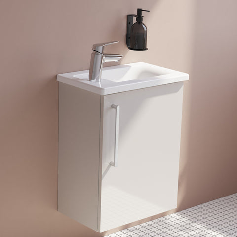 VitrA Root Flat 40cm 1 Door Wall Hung Slim Washbasin Unit (RH Hinge) - Bright Sahara Beige