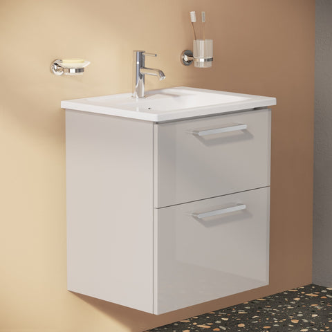 VitrA Root Flat 60cm 2 Drawer Washbasin Unit - Bright Sahara Beige