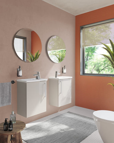 VitrA Root Flat 40cm 1 Door Wall Hung Slim Washbasin Unit (RH Hinge) - Bright Sahara Beige