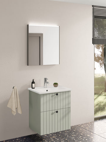 VitrA Root Groove 60cm 2 Drawer Washbasin Unit - Matt Retro Green