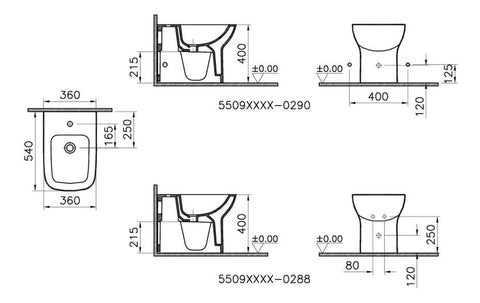 VitrA S20 Back to Wall Bidet - White