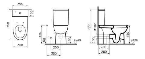 VitrA S20 Comfort Height Close Coupled Pan Only - White