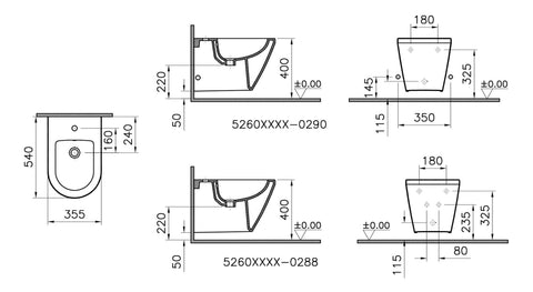 VitrA Integra Wall Hung Bidet - White