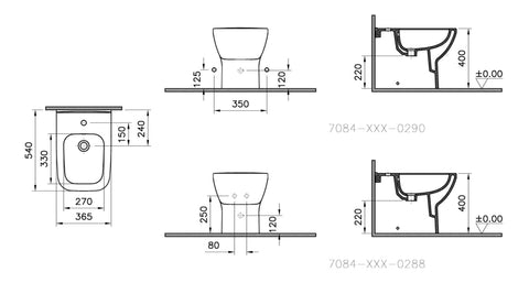 VitrA Integra Square Back to Wall Bidet - White