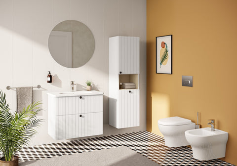 VitrA Root Groove 80cm 2 Drawer Washbasin Unit - Matt White