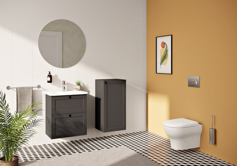 VitrA Root Classic 40cm 1 Door Lower/Base Unit (RH Hinge) - Matt Graphite