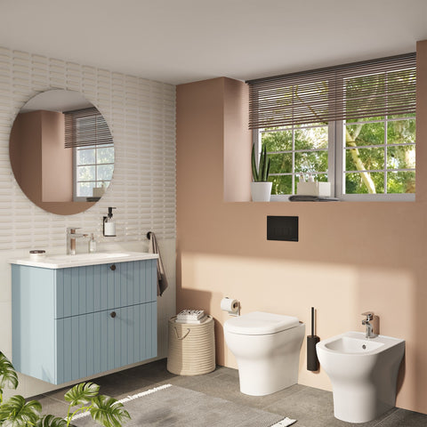 VitrA Root Groove 80cm 2 Drawer Washbasin Unit - Matt Fjord Green