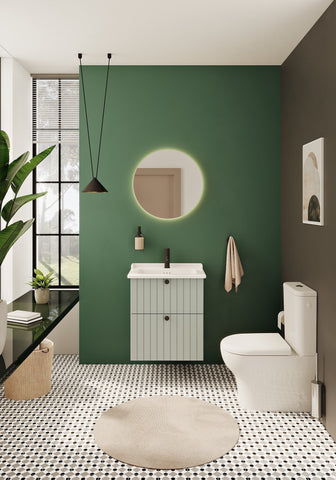 VitrA Root Groove 60cm 2 Drawer Washbasin Unit - Matt Retro Green