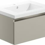 camel 615mm 1 drawer wall hung basin unit inc basin latte